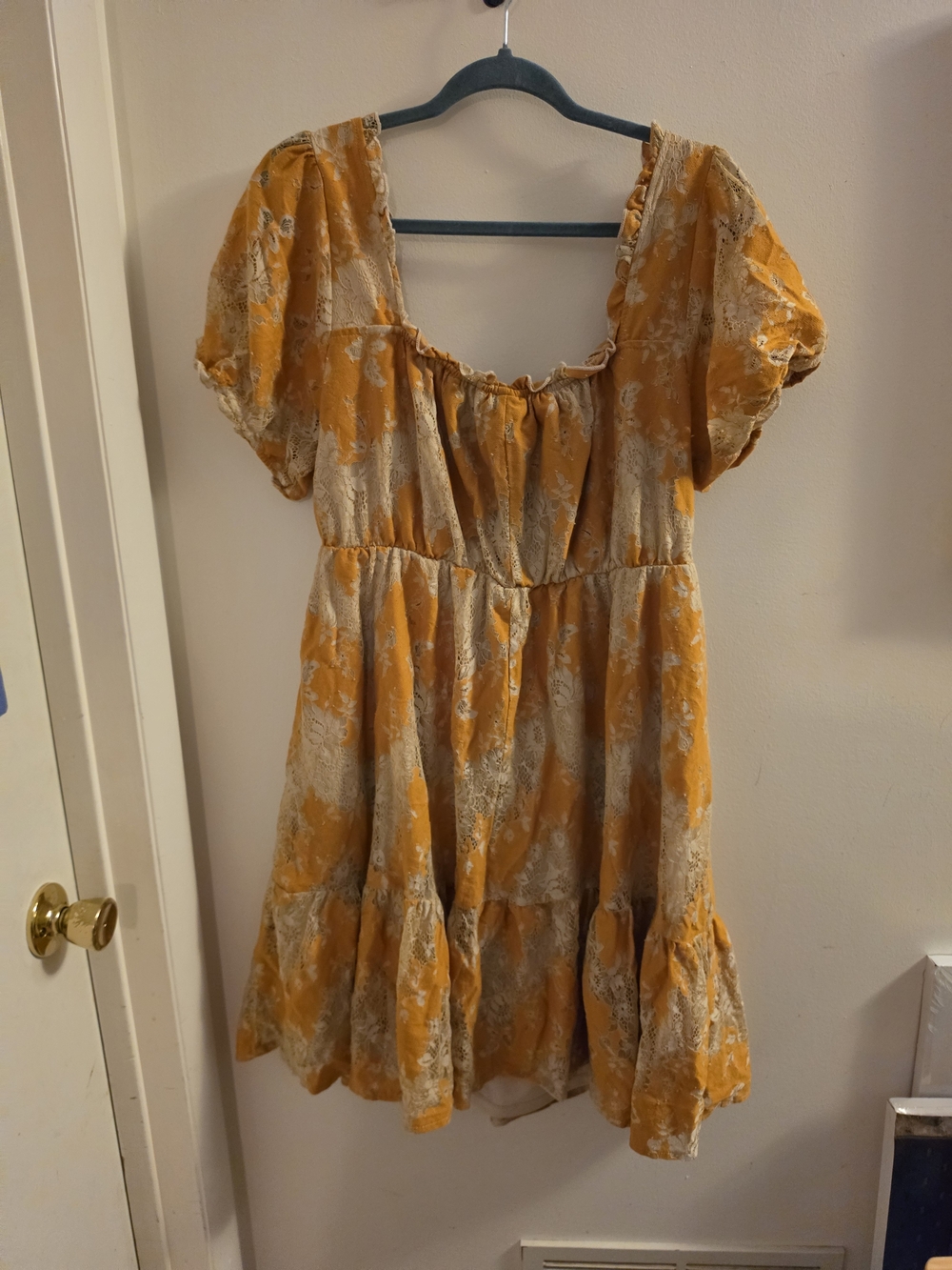 torrid Mustard Yellow Floral Lace Trim Dress Size 2x - Picture 3 of 3